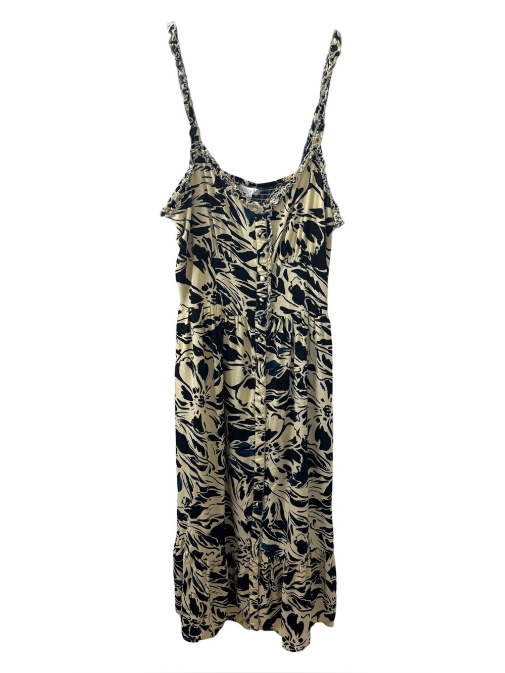 Patrons of Peace Smocked Floral Maxi Sleeveless Dress Size Large